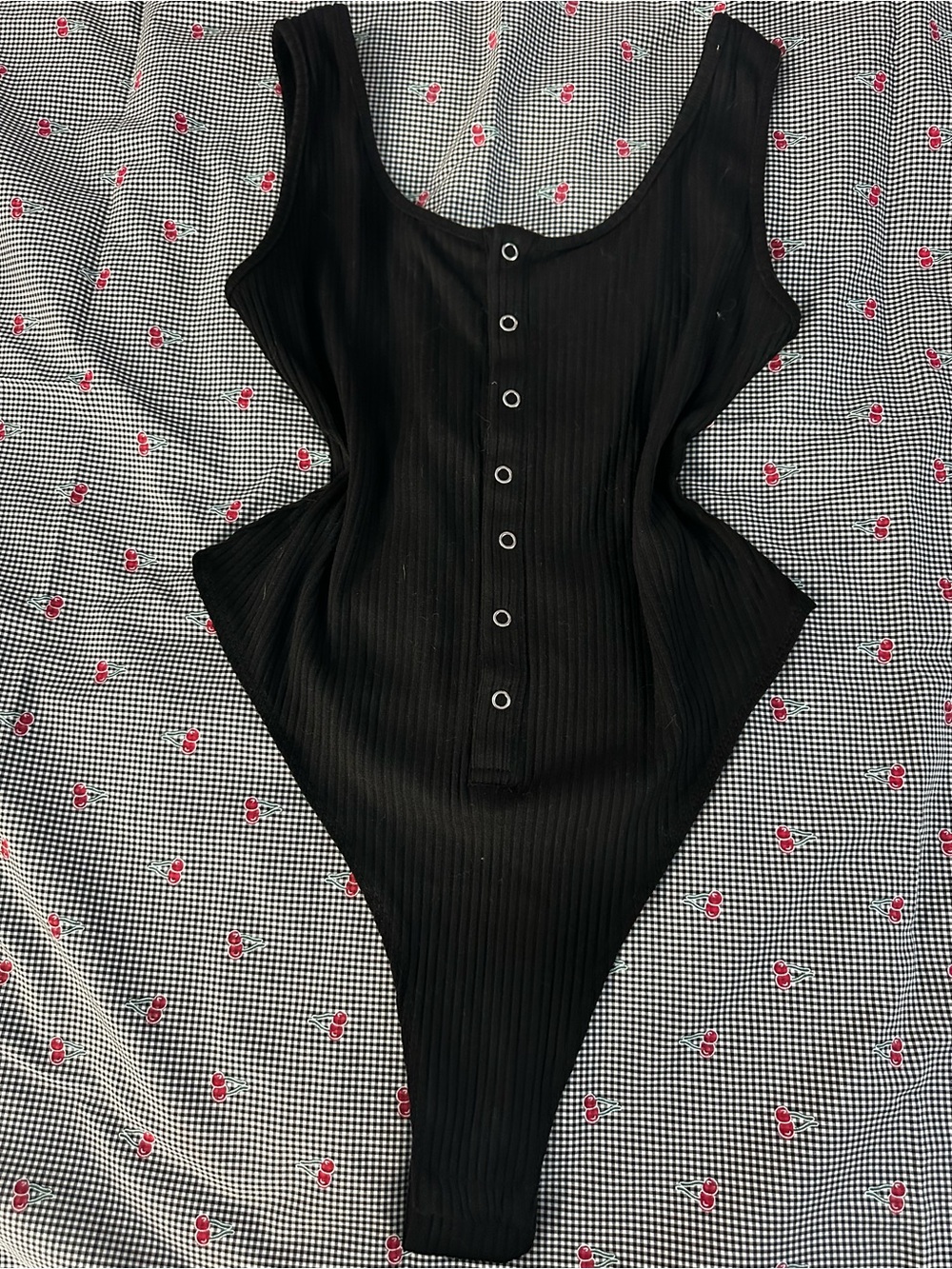 POSTER GIRL Black Ribbed Snap-Front Bodysuit